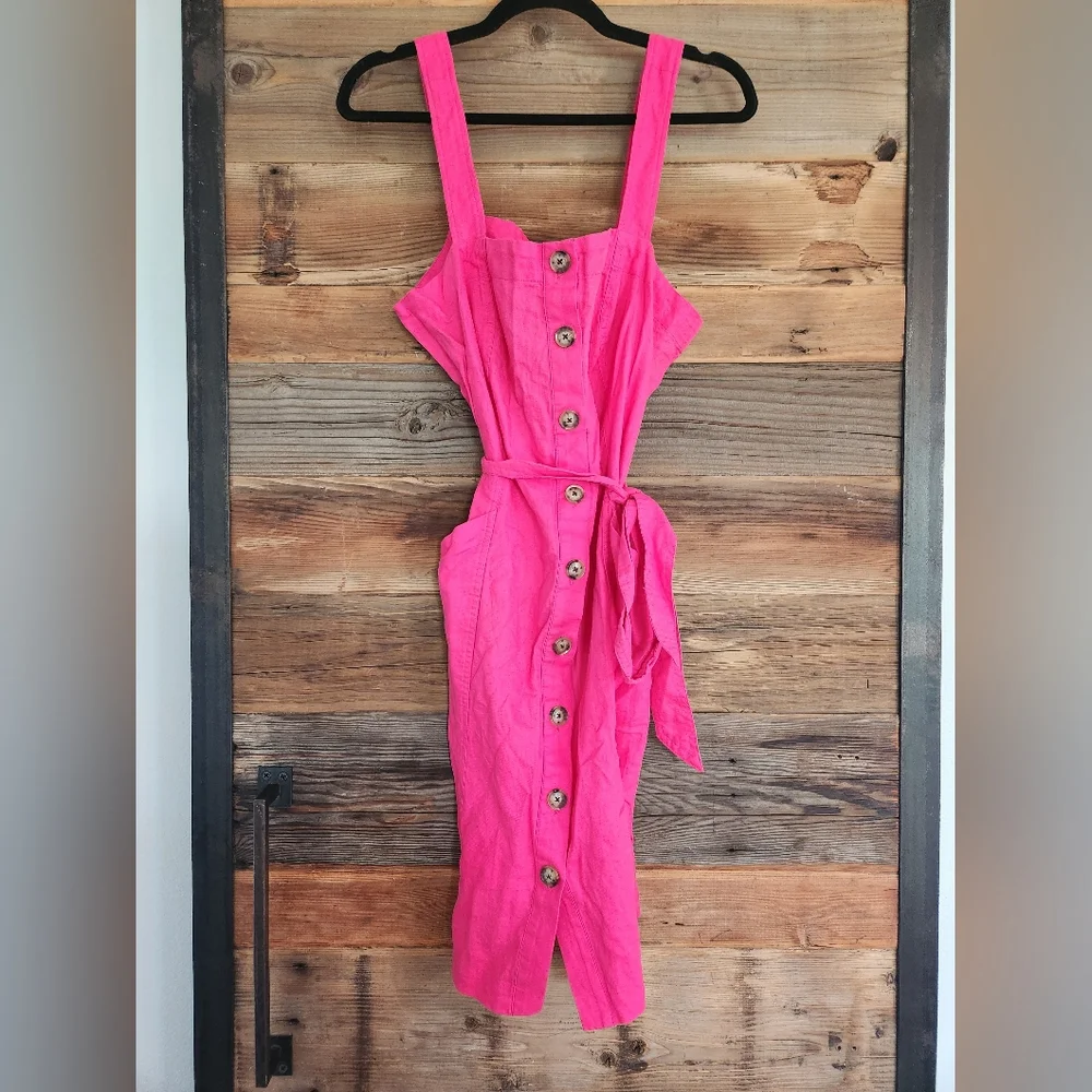 NWT LOFT SIZE 10 HOT PINK DRESS - Picture 1 of 4